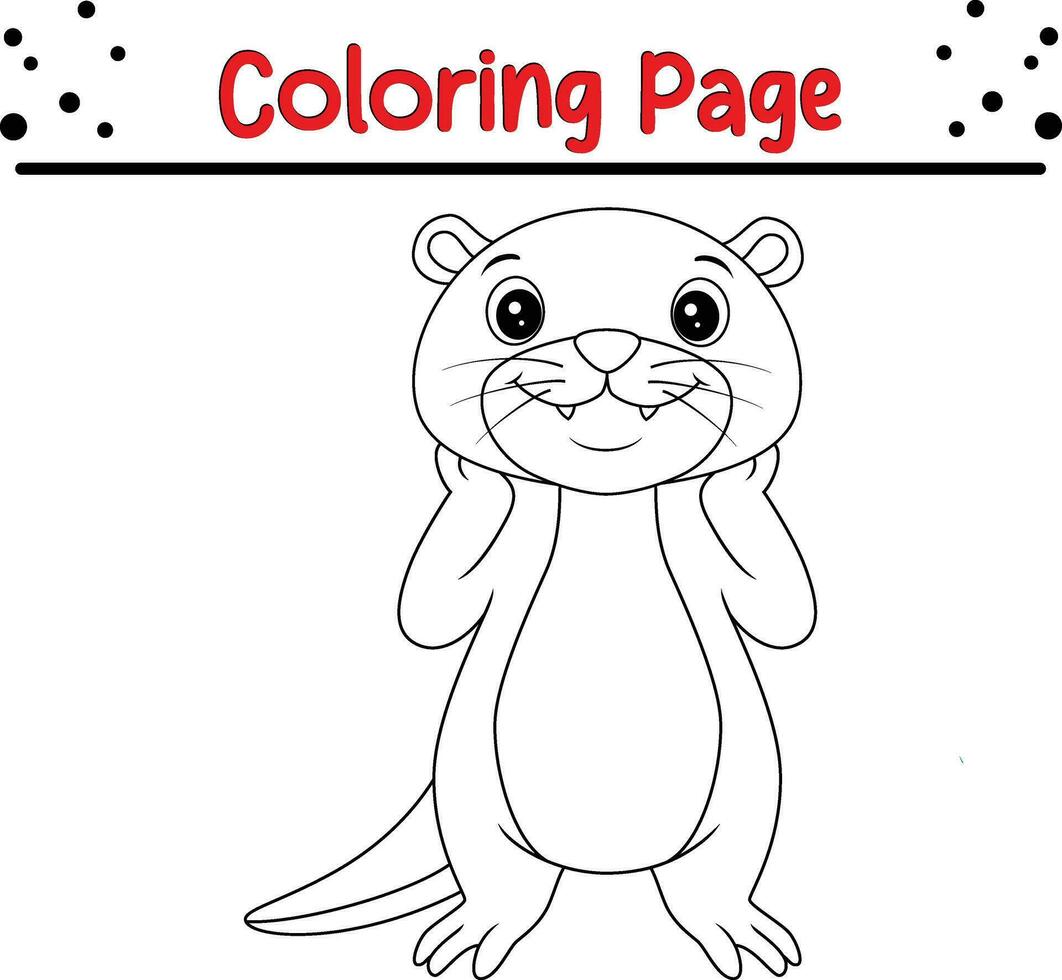 Otter animal coloring page for kids. Sea animal coloring book vector