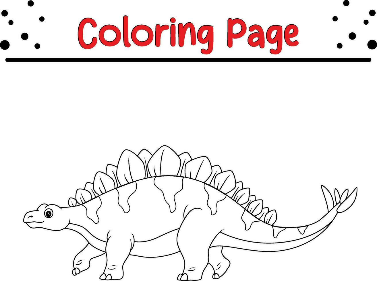 dinosaur Coloring Page for children. Black and white vector illustration for coloring book