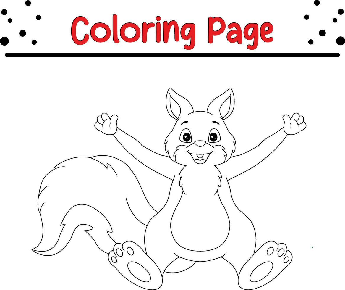 Cute squirrel Animal coloring page illustration vector. For kids coloring book. vector