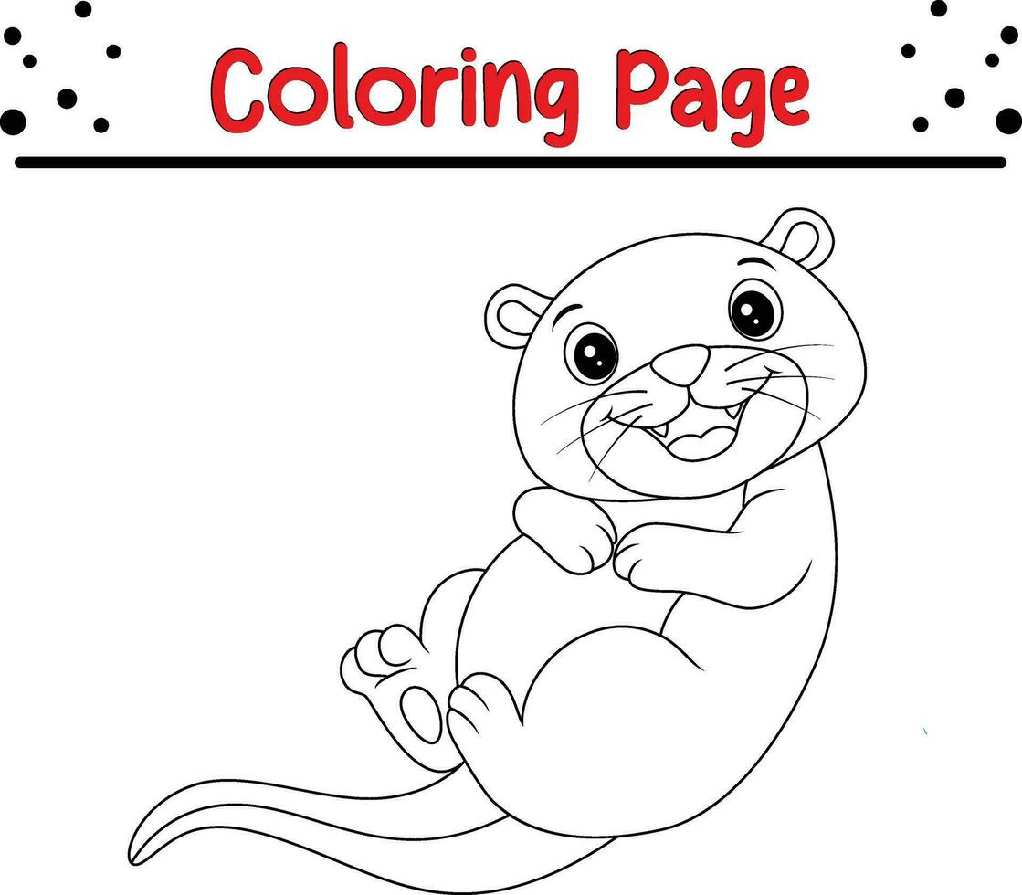 Otter animal coloring page for kids. Sea animal coloring book vector