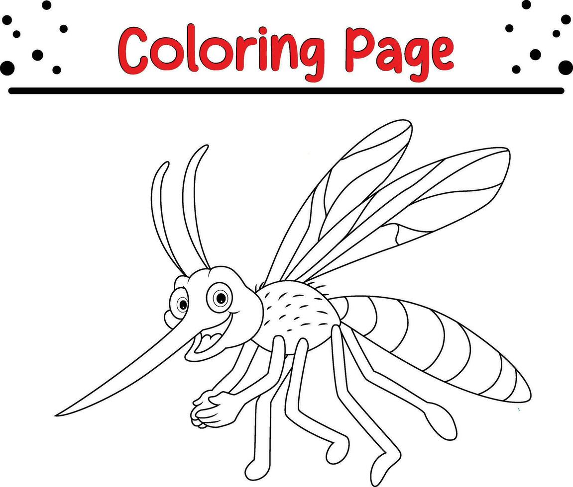 Bugs and Insect Coloring Page for children. Black and white vector illustration for coloring book