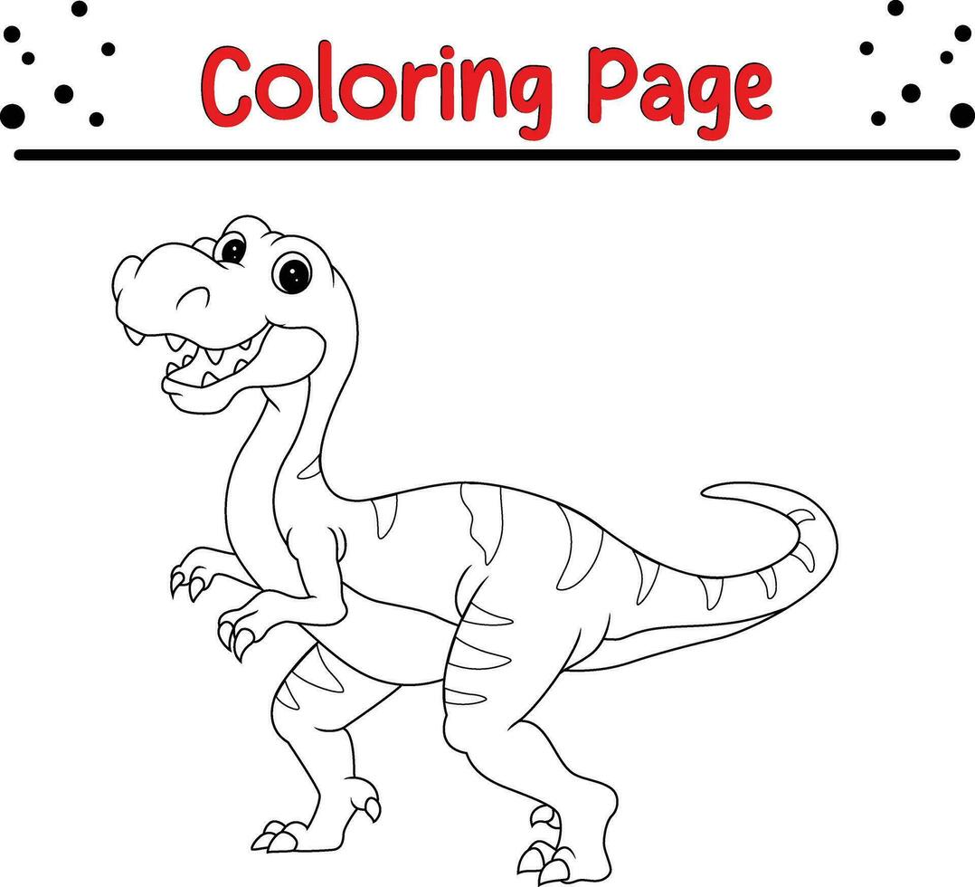 dinosaur Coloring Page for children. Black and white vector illustration for coloring book