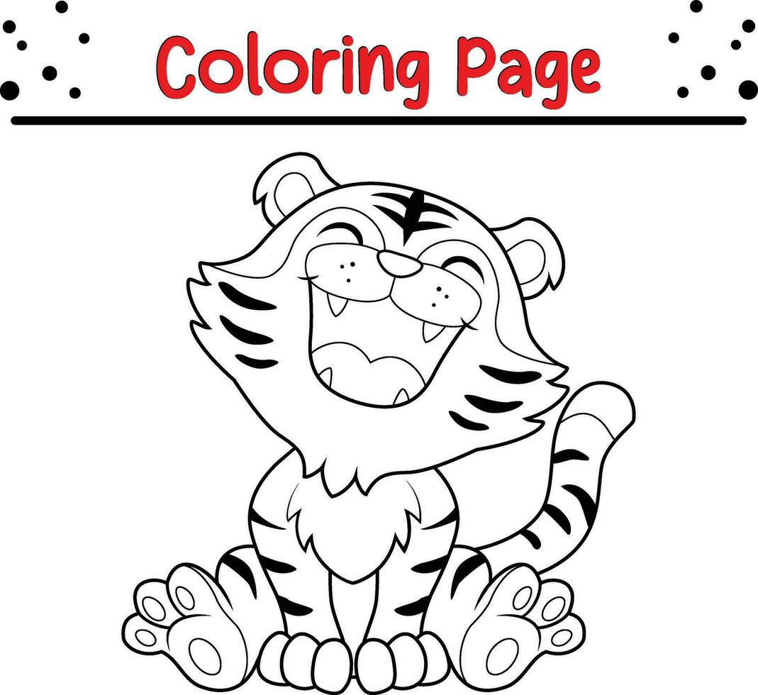 Cute Tiger cartoon coloring page. Animal illustration vector. For kids coloring book. vector