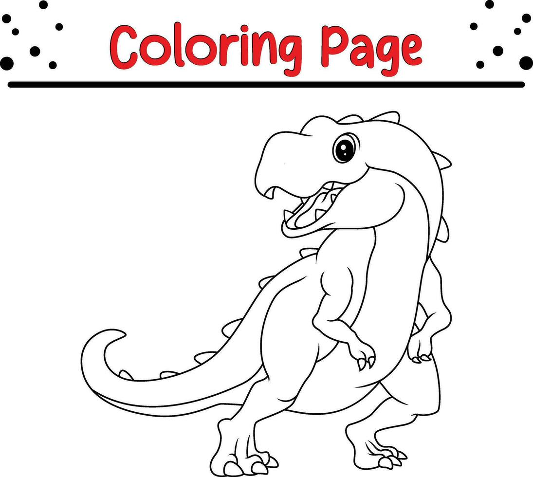 dinosaur Coloring Page for children. Black and white vector illustration for coloring book