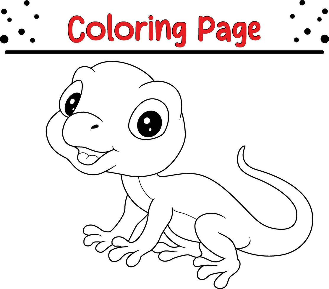 Cute Lizard Animal coloring page illustration vector. For kids coloring book. vector