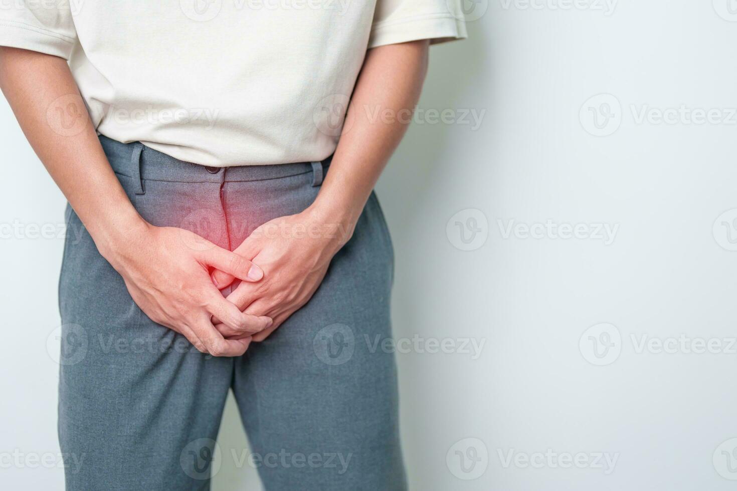 Older Man having Prostate gland or Urinary bladder pain. Prostate Cancer, Enlarged prostate, Prostatitis disease, Hypothyroidism, Male Infertility, Health and World cancer day concept photo