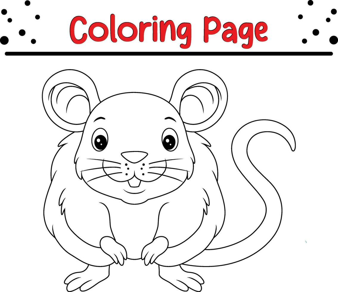 Cute Mouse Animal coloring page illustration vector. For kids coloring book. vector