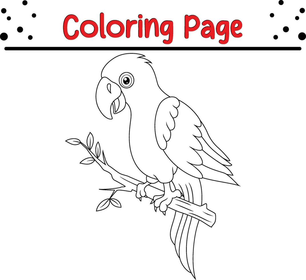 Bird Coloring Page for children. Black and white vector illustration for coloring book