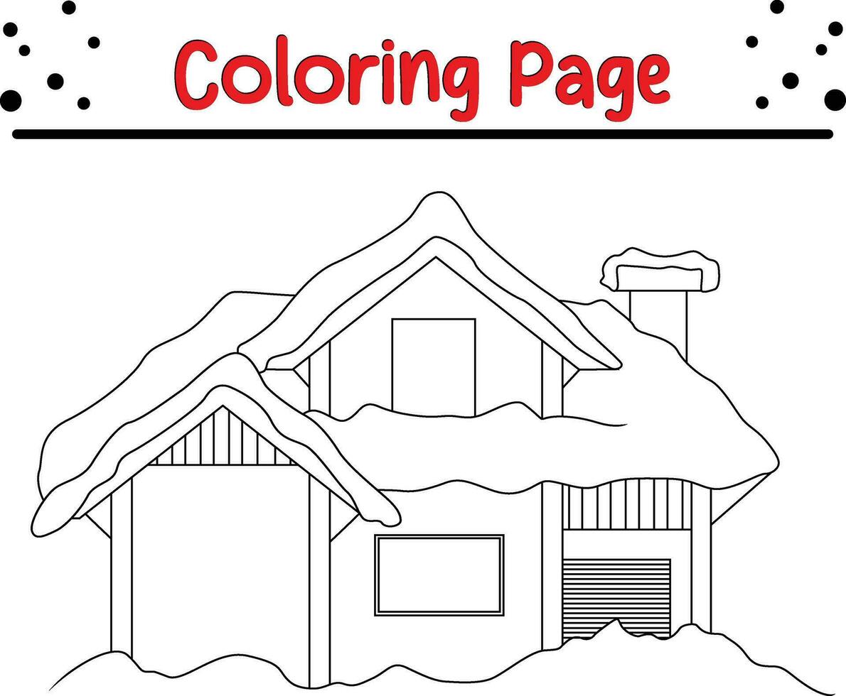 House Coloring Page for children. Black and white vector illustration for coloring book