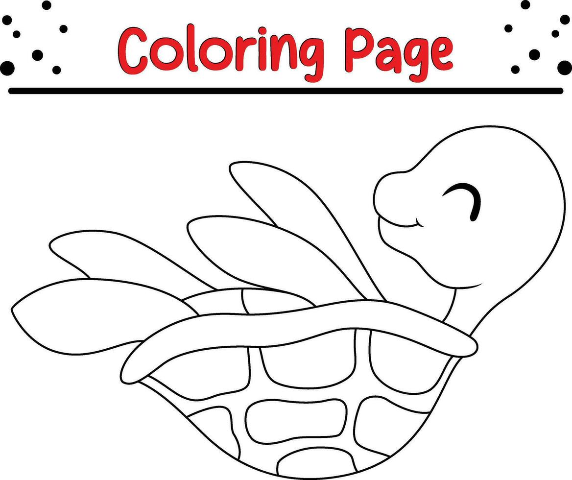 Turtle Coloring Page for children. Black and white vector illustration for coloring book