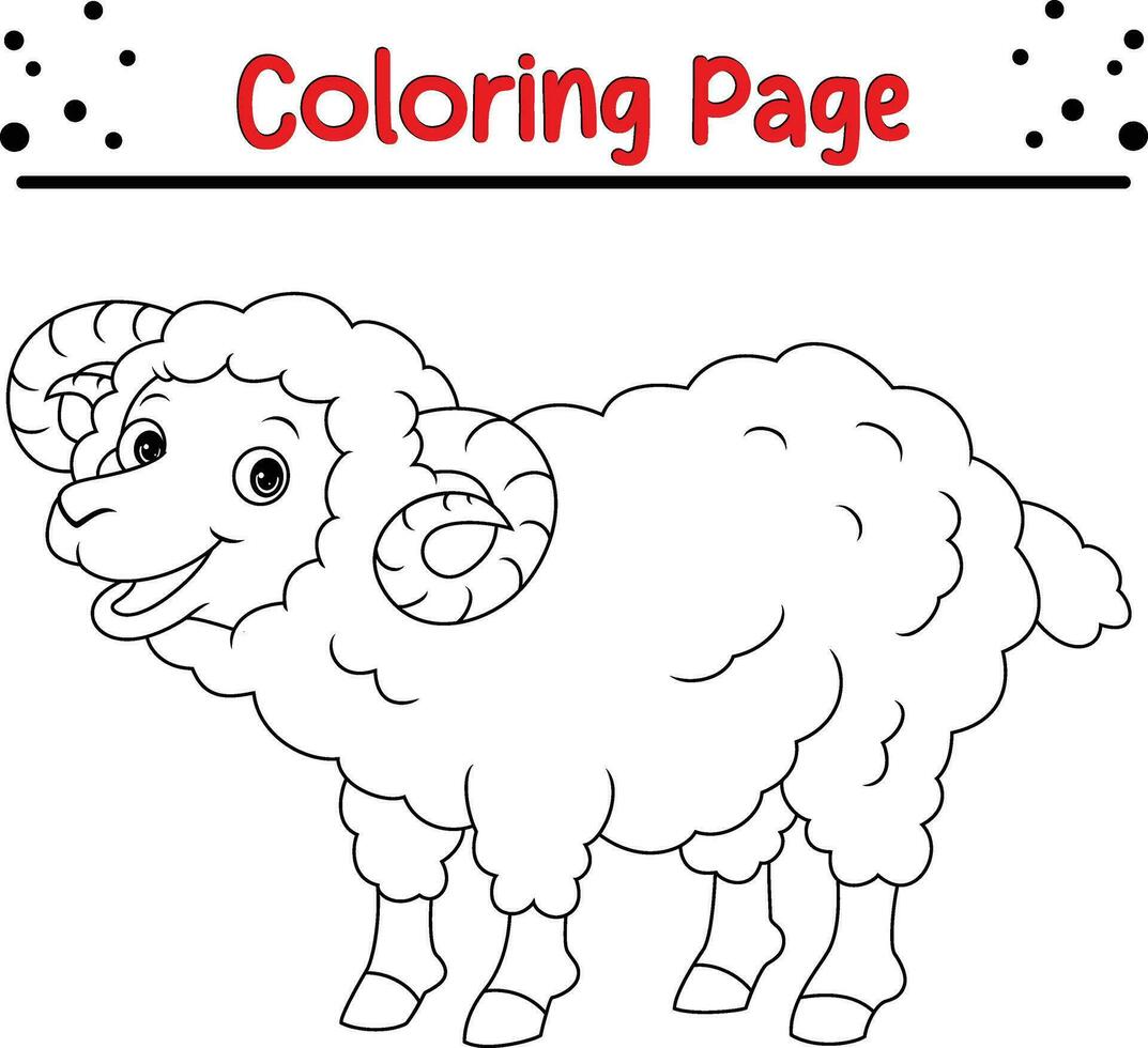 oveja colorante página para niños. negro y blanco vector ilustración para colorante libro