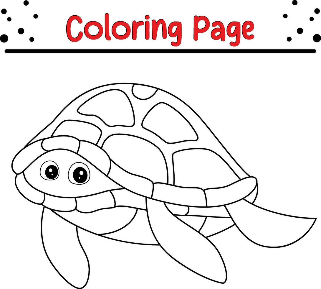 Tortuga colorante página para niños. negro y blanco vector ilustración para colorante libro