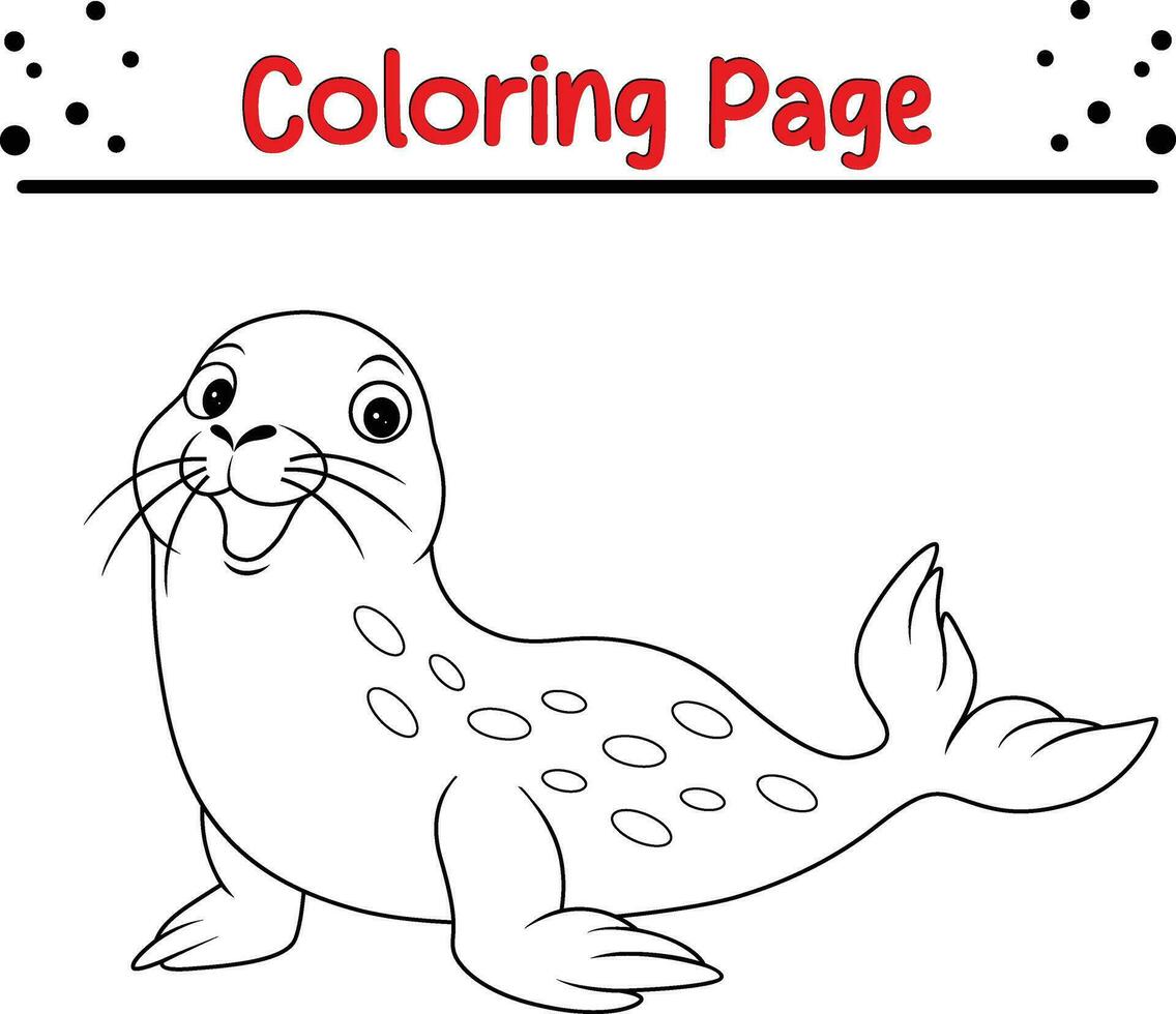 seal Coloring Page for children. Black and white vector illustration for coloring book