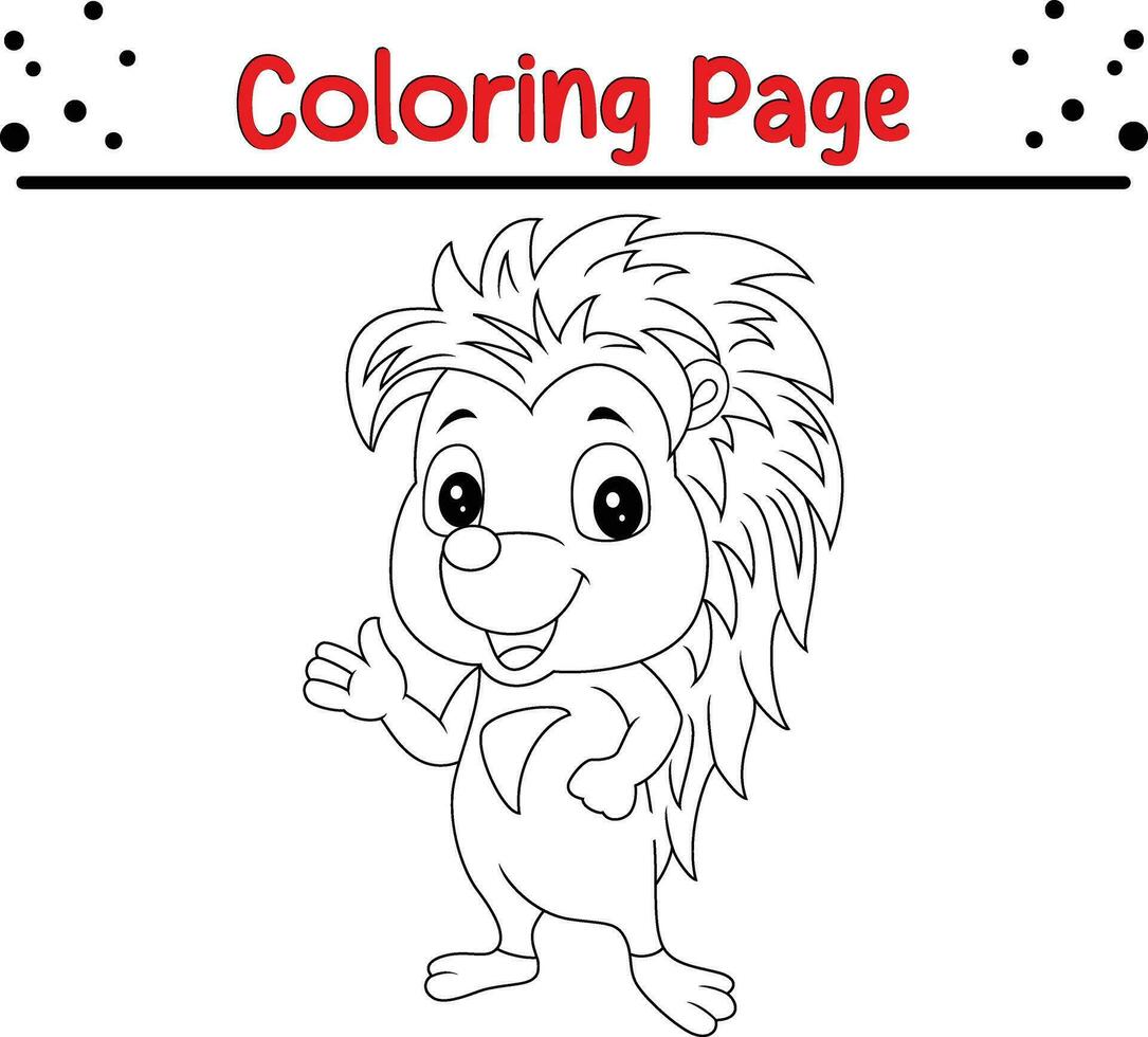 linda erizo animal colorante página para niños. negro y blanco vector ilustración para colorante libro.