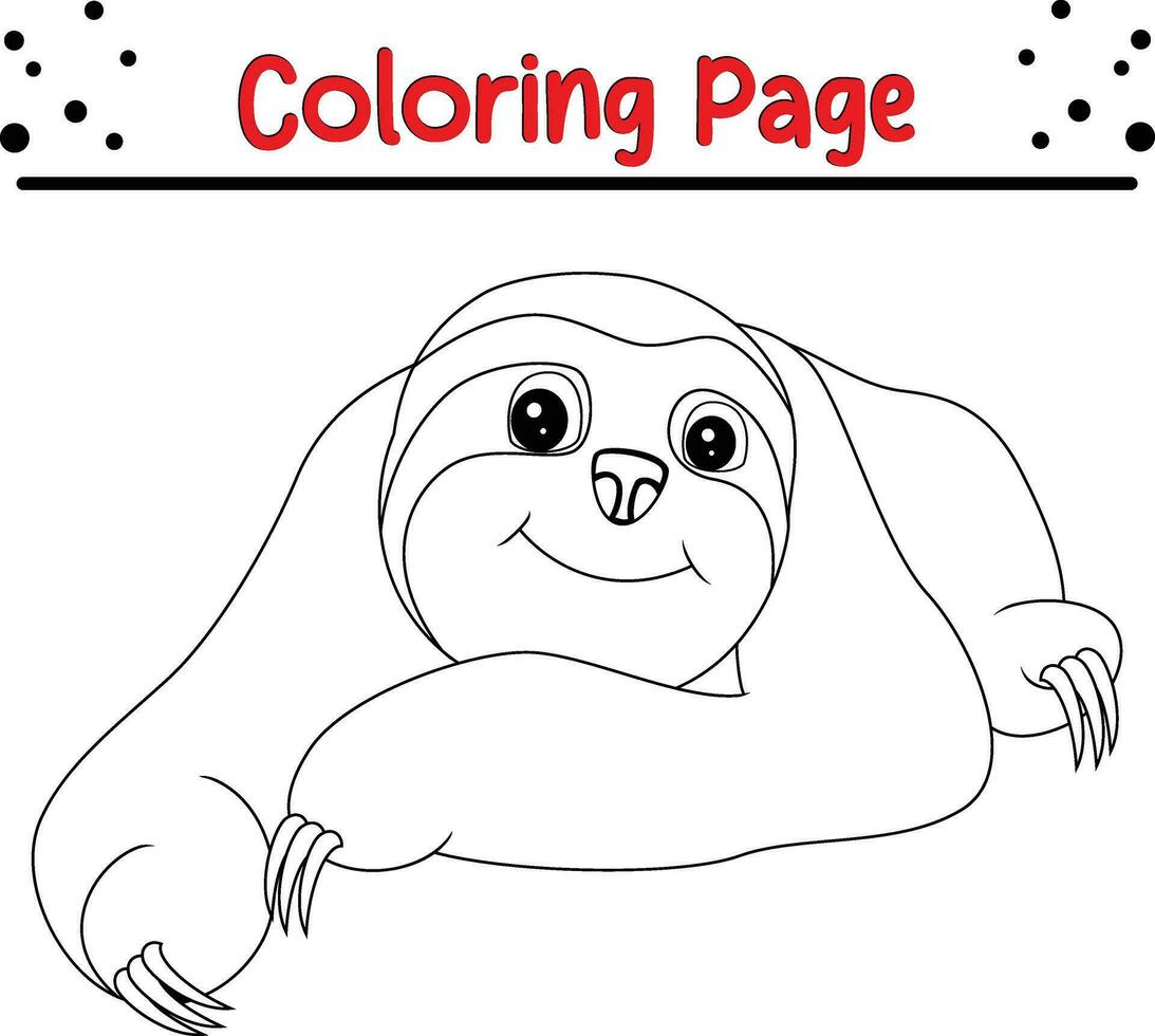 sloth Coloring Page for children. Black and white vector illustration for coloring book