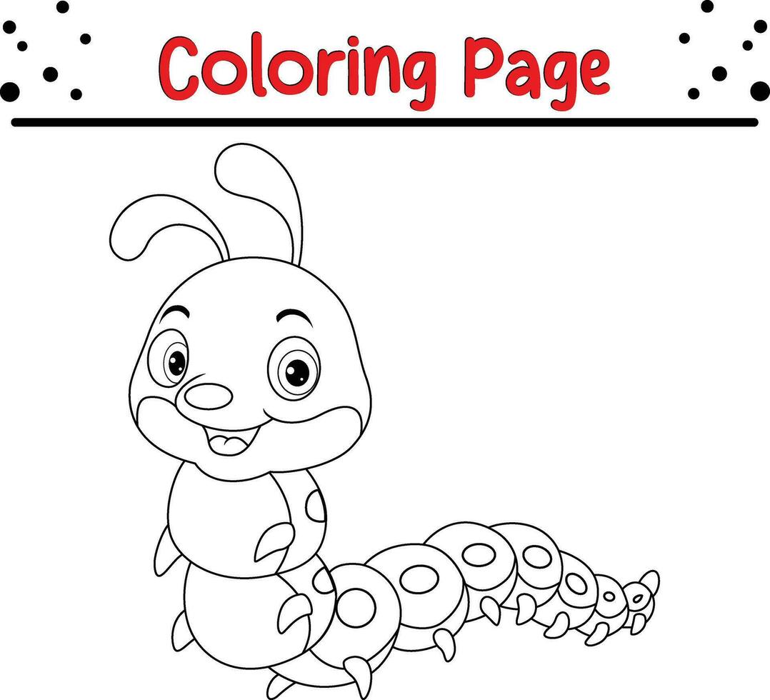 Insect Coloring Page for children. Black and white vector illustration for coloring book