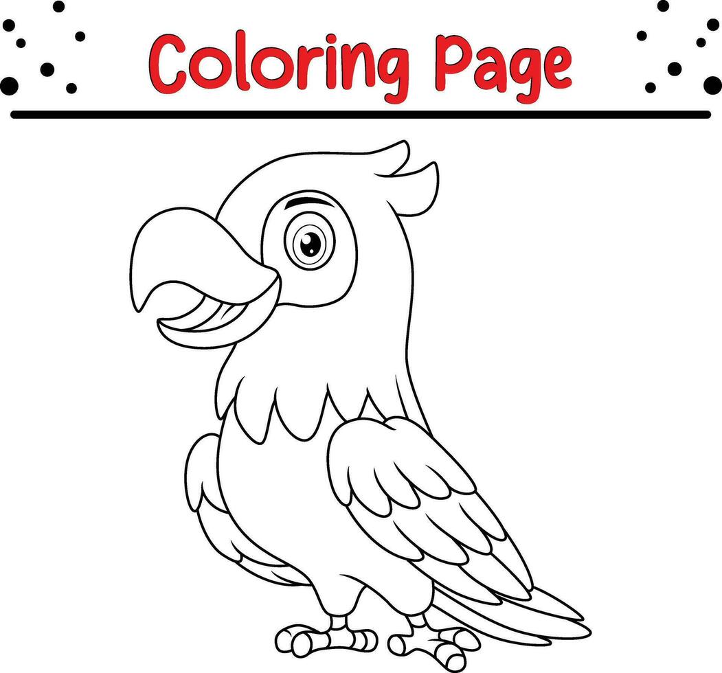Bird Coloring Page for children. Black and white vector illustration for coloring book
