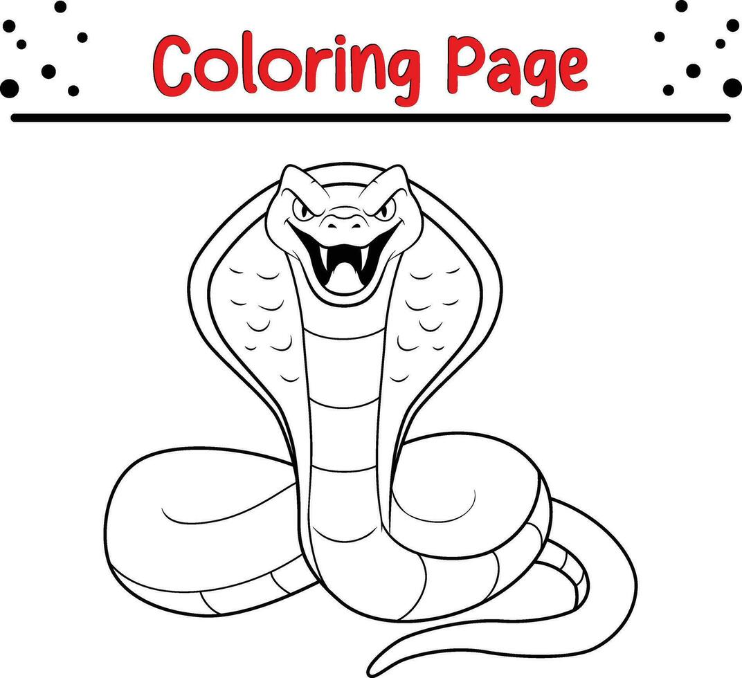 Snake Coloring Page for children. Black and white vector illustration for coloring book