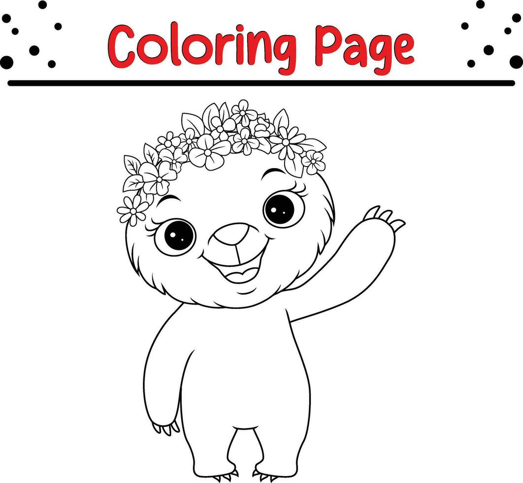 Baby Sloth Animal coloring page illustration vector. For kids coloring book. vector