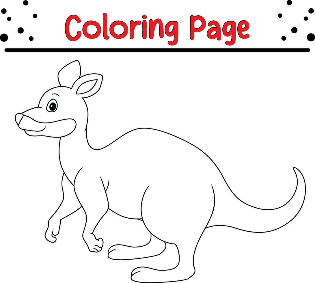 Cute Kangaroo cartoon coloring page. Animal illustration vector. For kids coloring book. vector