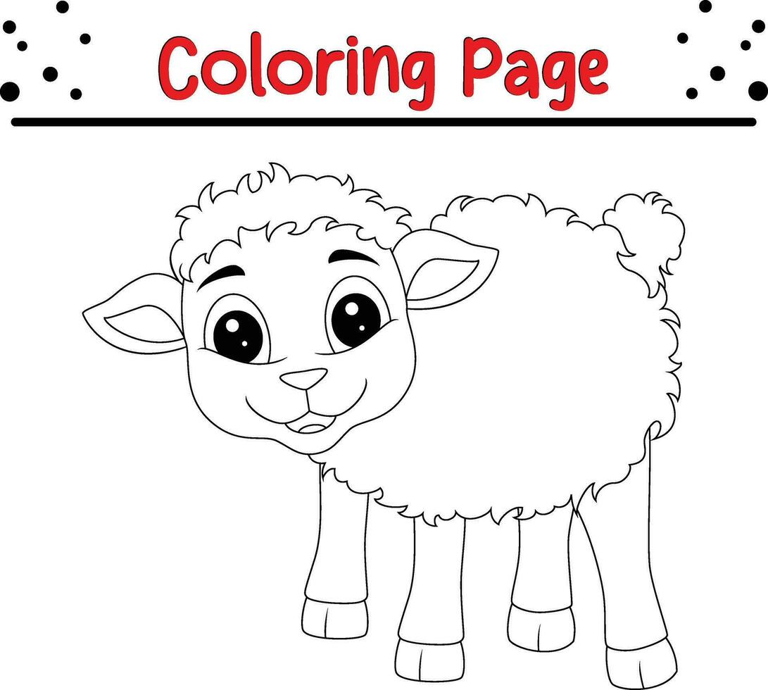 linda oveja animal colorante página para niños. negro y blanco vector ilustración para colorante libro.