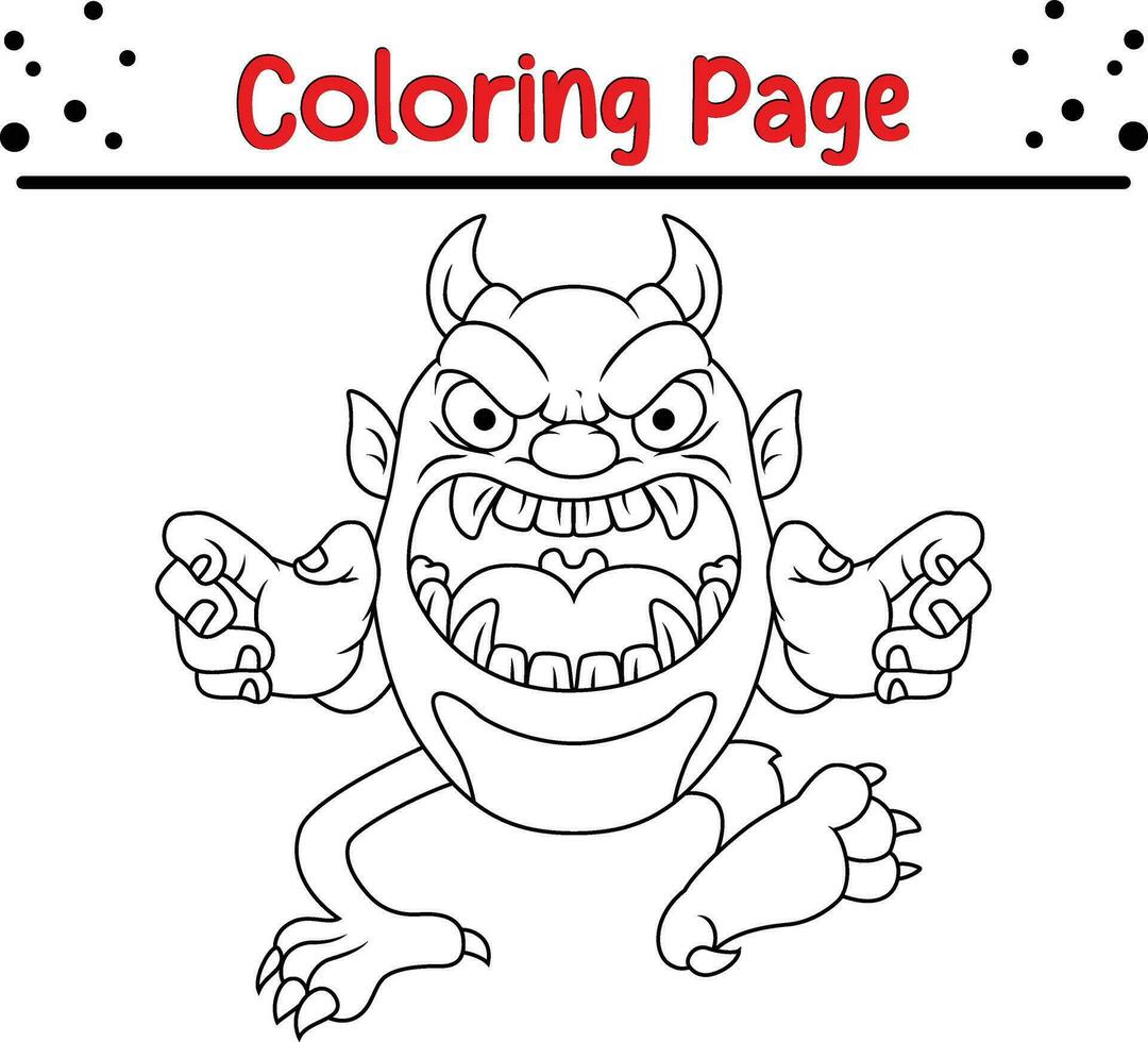 monstruo colorante página para niños. negro y blanco vector ilustración para colorante libro