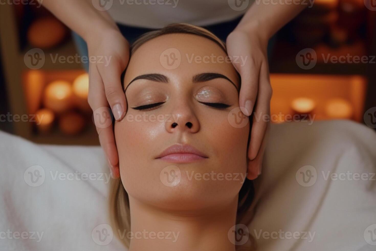 Beautiful young woman relaxing with hand massage at beauty spa, Generative AI 29879078 Stock