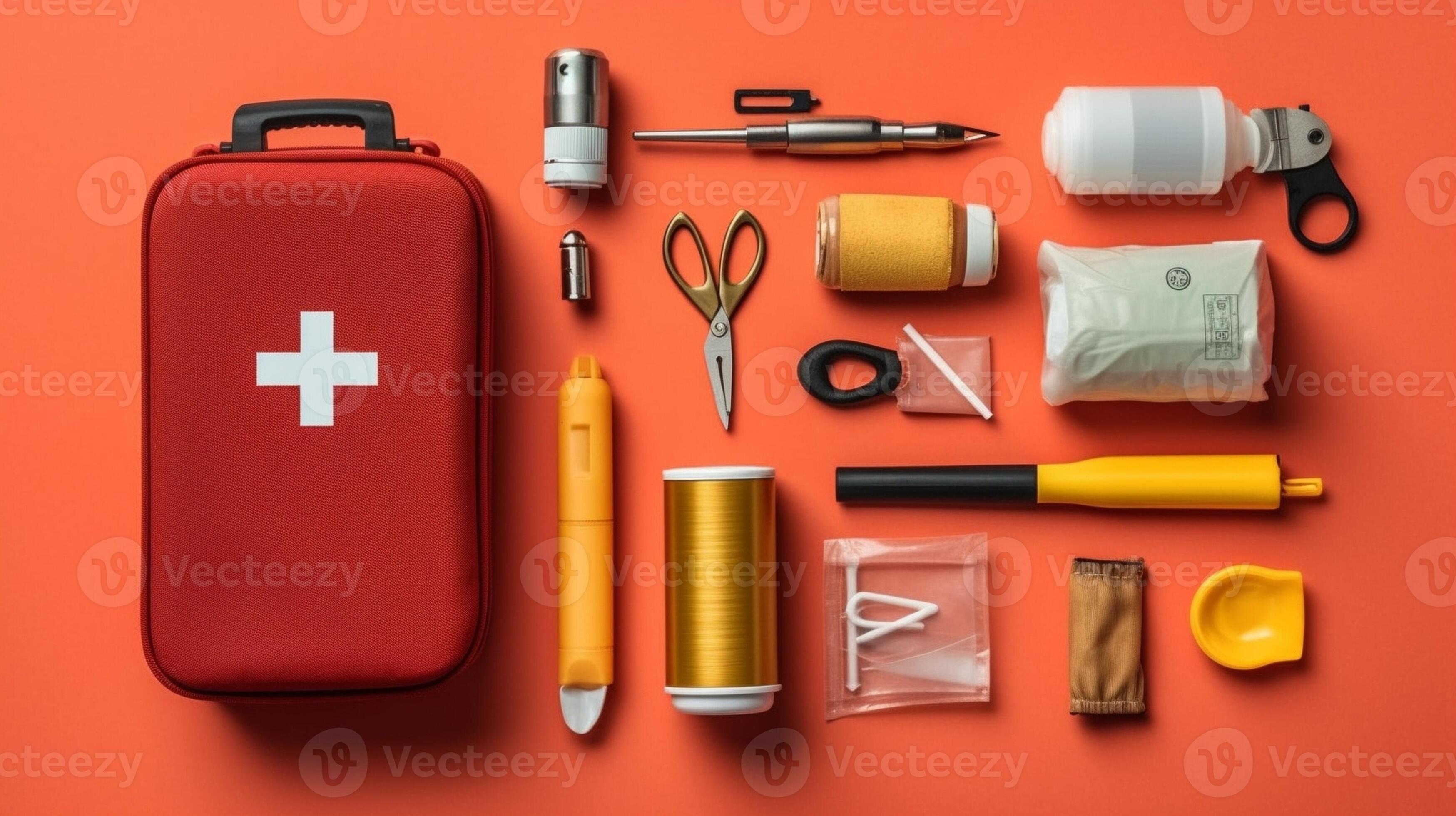 Emergency car kit on white background, Generative AI 29879310 Stock
