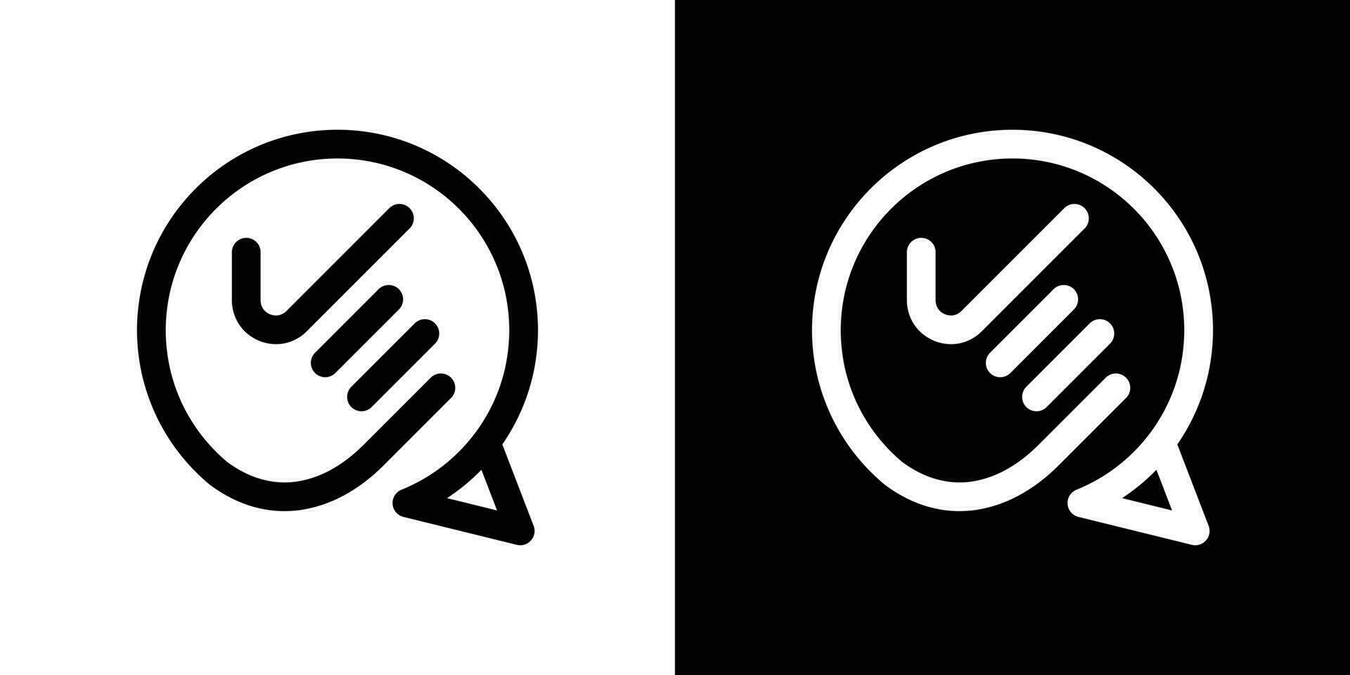 logo diseño cheque, mano y charla línea icono vector ilustración