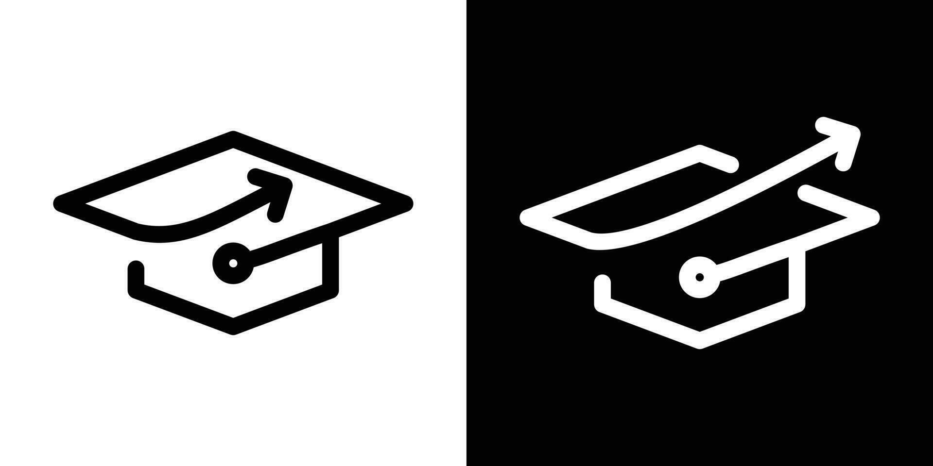 educación logo y éxito flecha dirección diseño línea icono vector ilustración