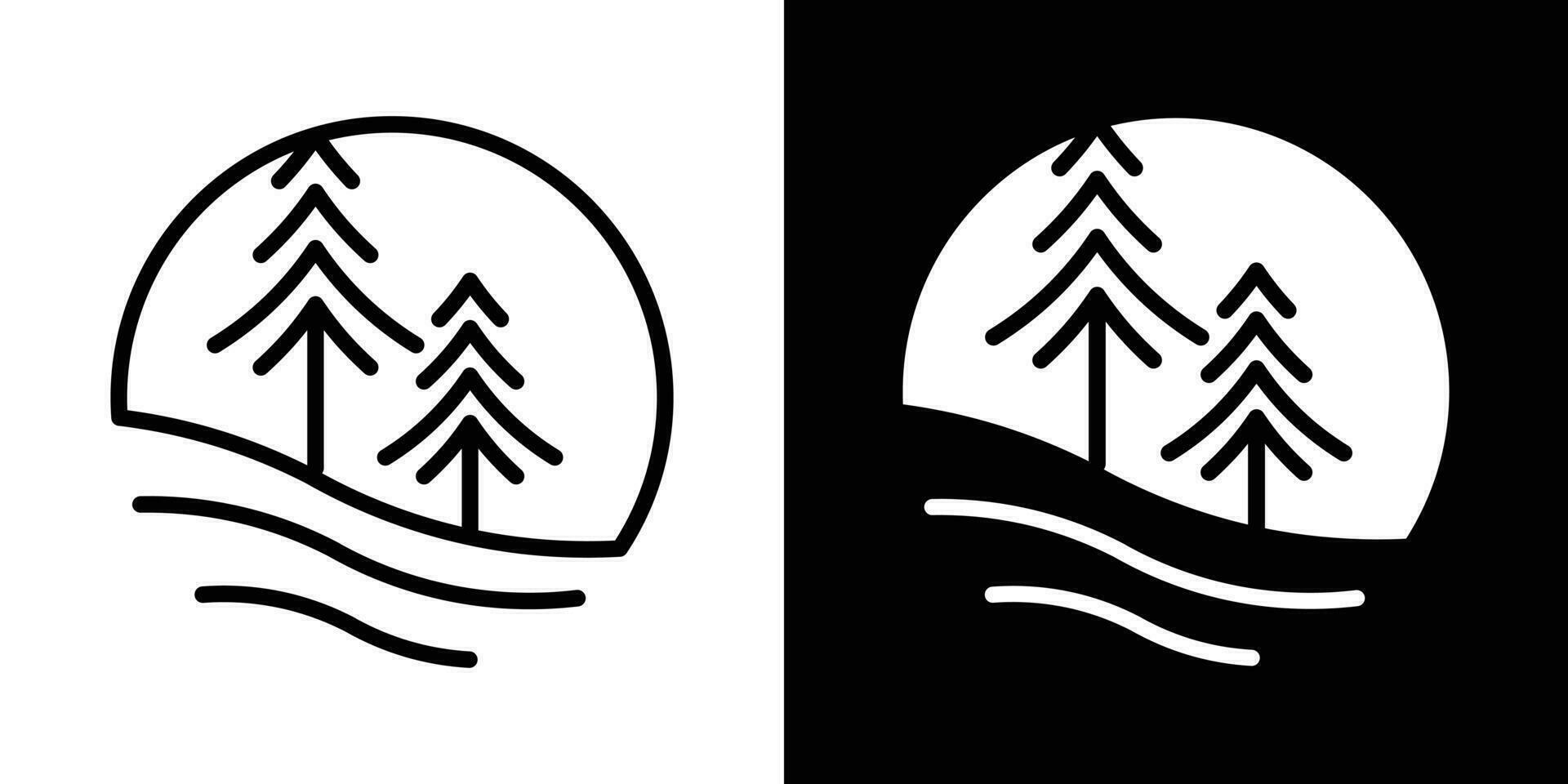 pino árbol logo diseño línea icono vector ilustración