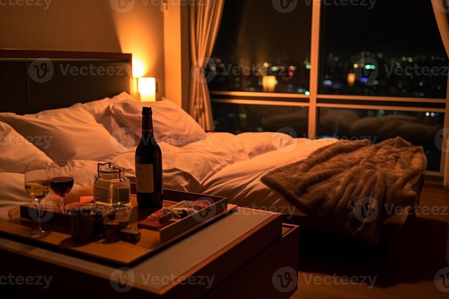 Extra bed in hotel room in the evening, Generative AI 29880021 Stock