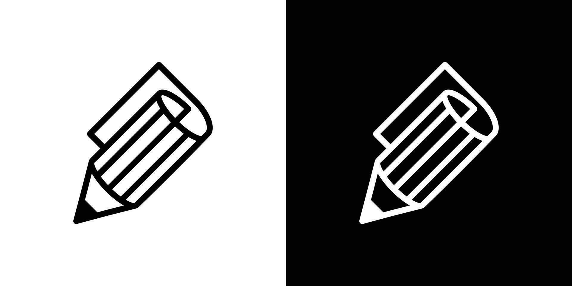 logo design combination of pen and paper with minimalist line style. vector