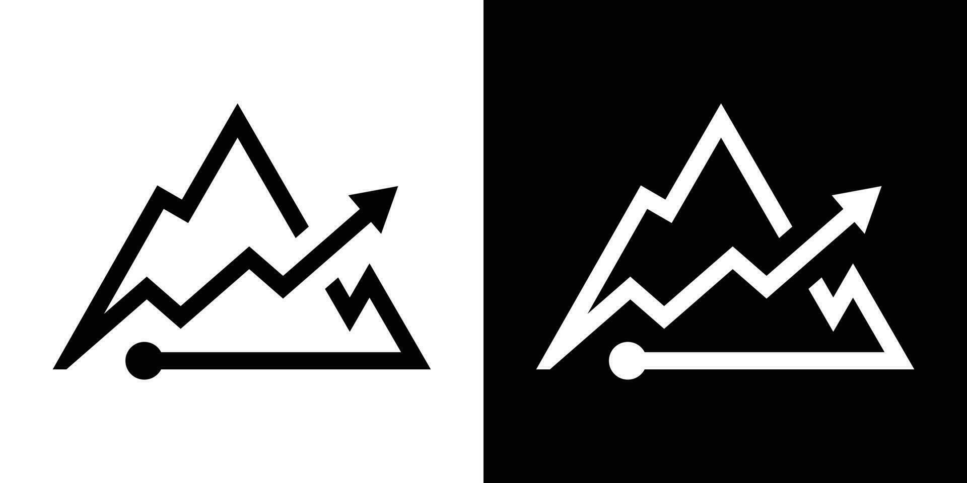 logo design mountain and financial graph line icon vector illustration
