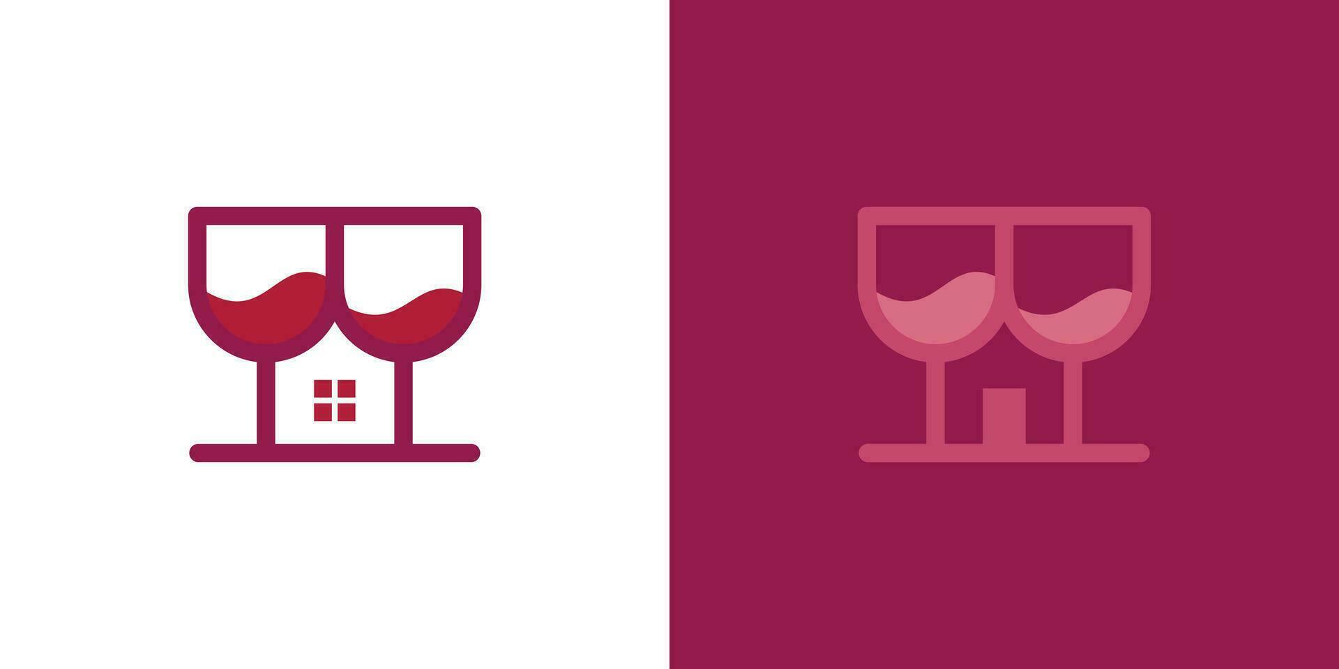 logo design combination of wine glass and house. vector