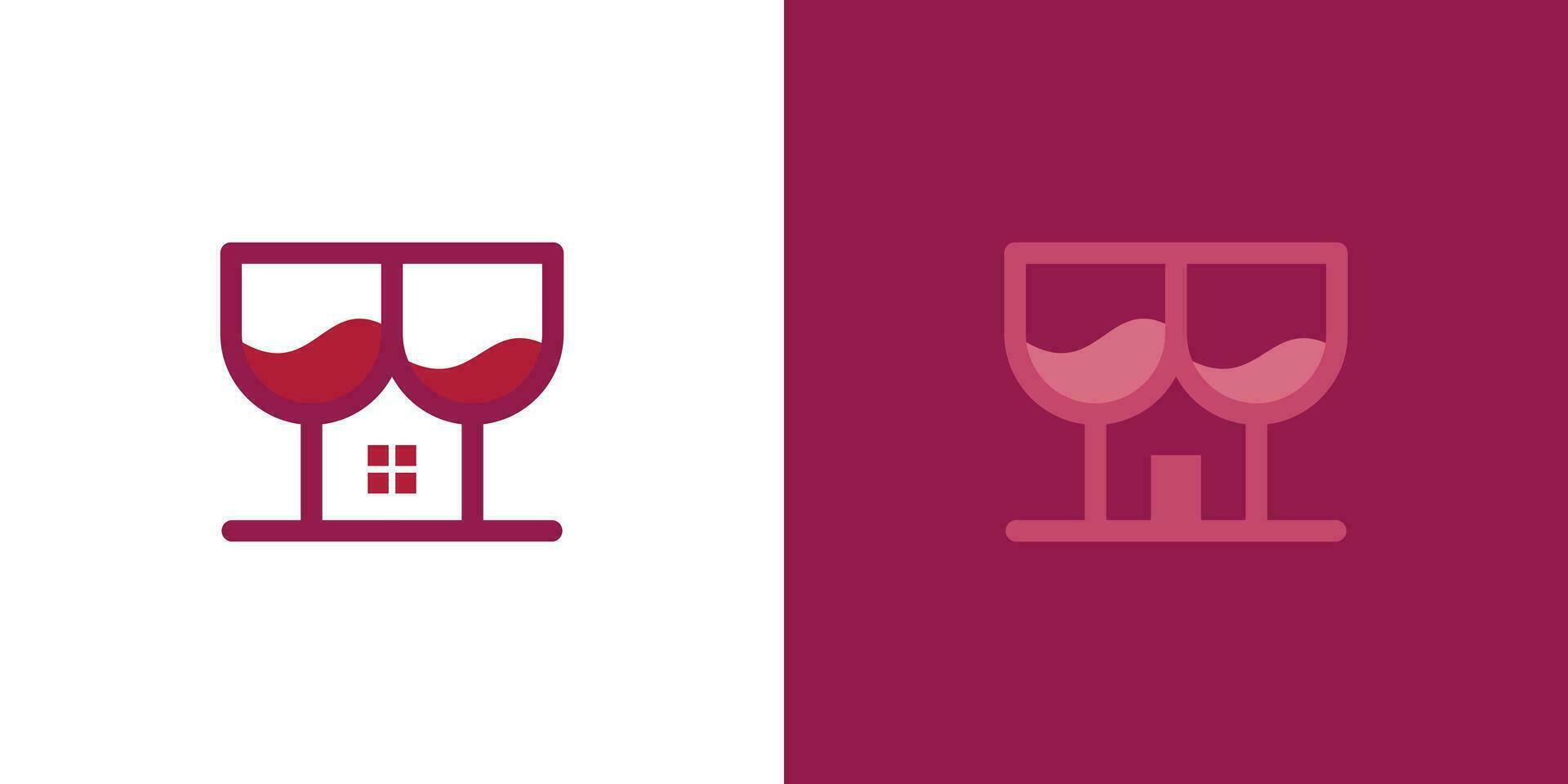 logo diseño combinación de vino vaso y casa. vector