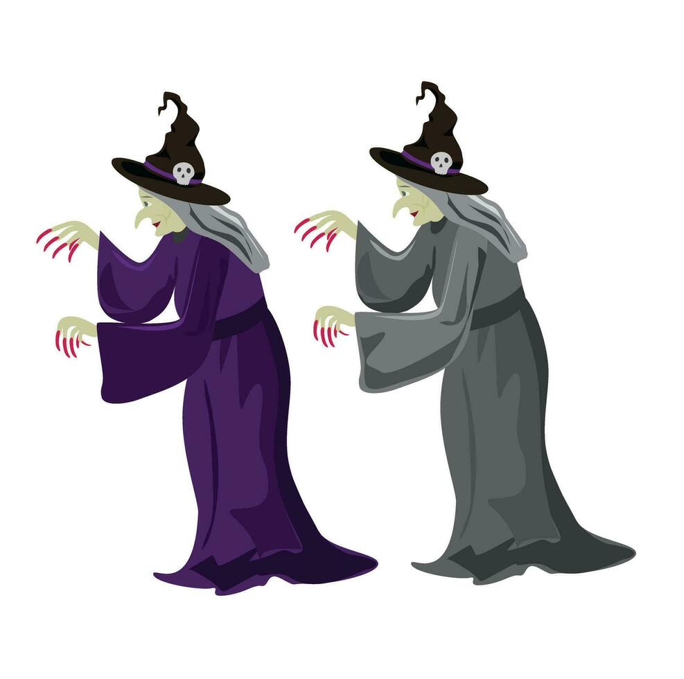 Witch vector illustration. Happy halloween clip art. Halloween character. Flat vector in cartoon style isolated on white background.