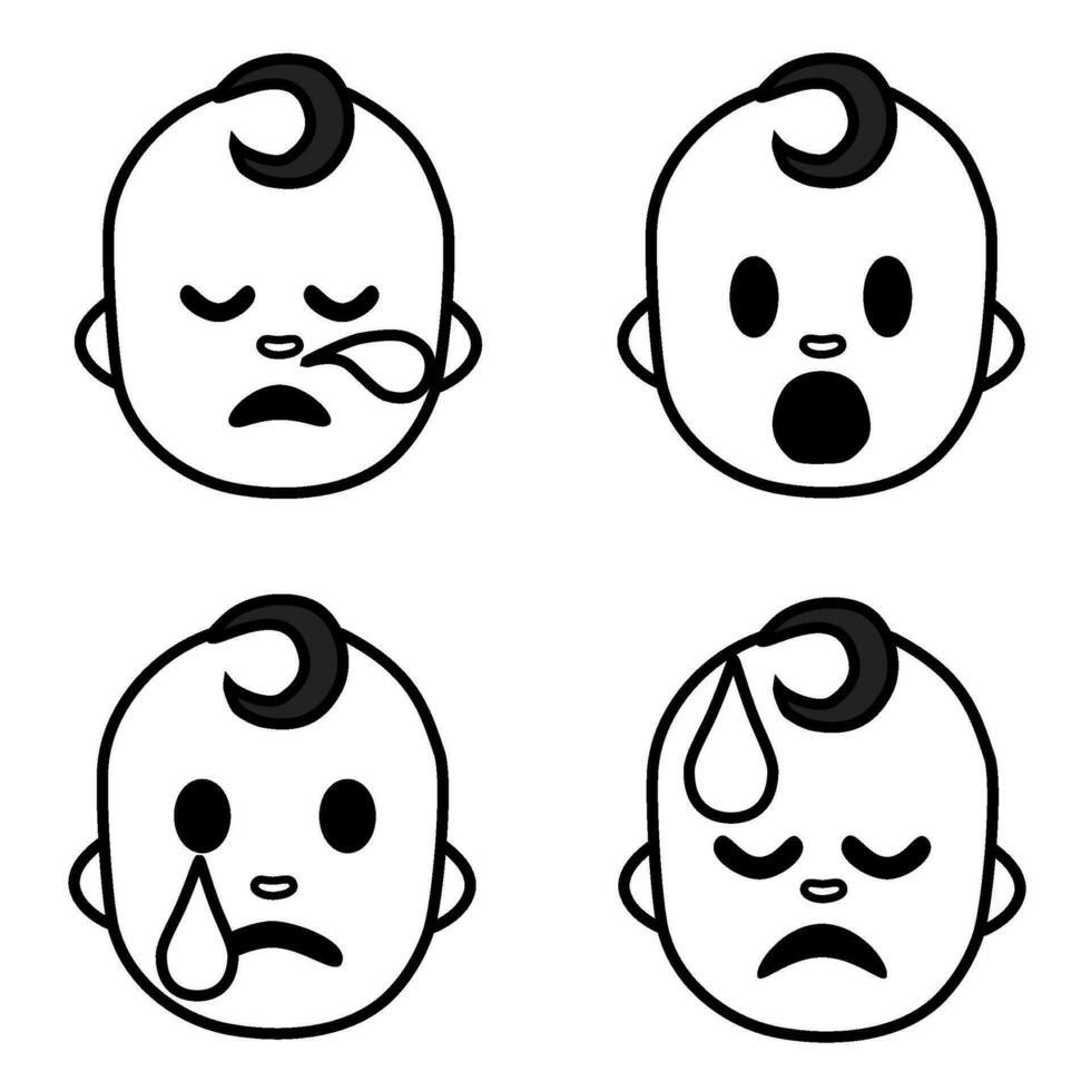 baby face icons set vector illustration