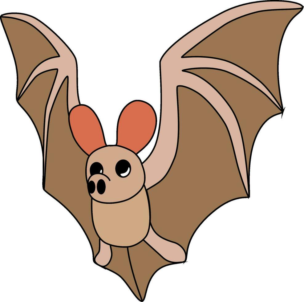 un dibujos animados murciélago con un grande nariz y un grande cabeza vector