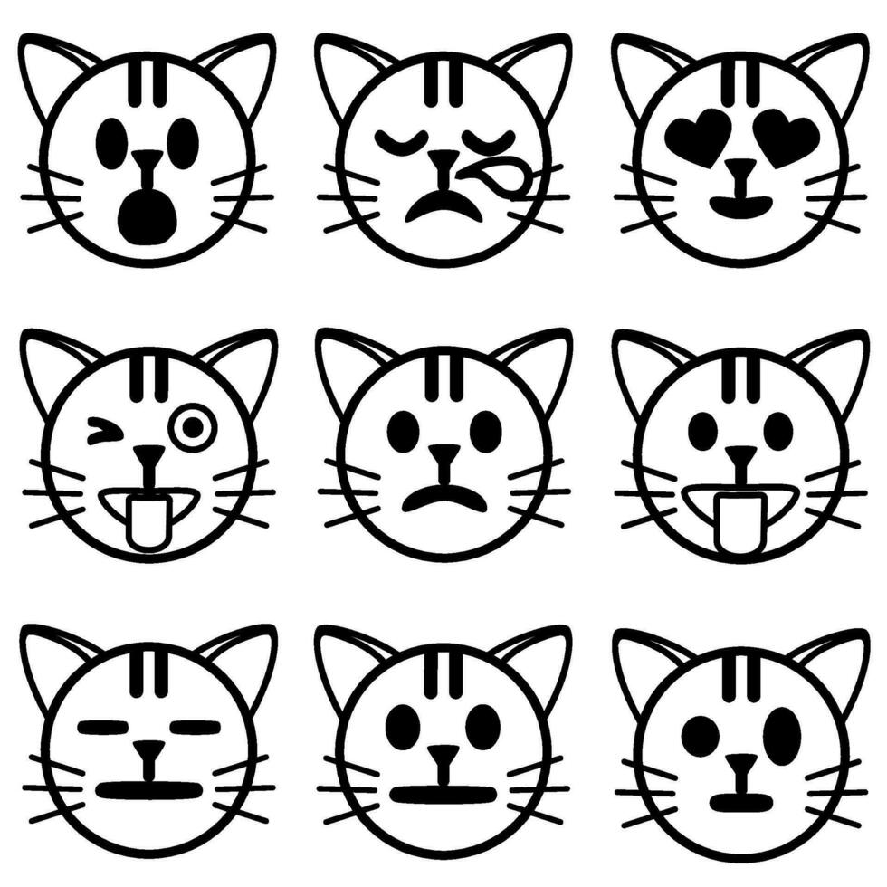 a set of emoticons of different cats vector