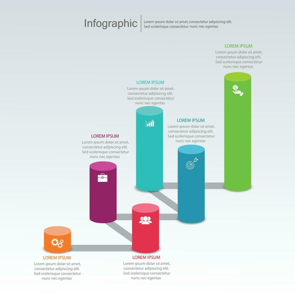 infografía vector, grafico. presentación. negocio conceptos, partes, pasos, procesos. visualización de infografía datos. puesta en marcha modelo. - vector