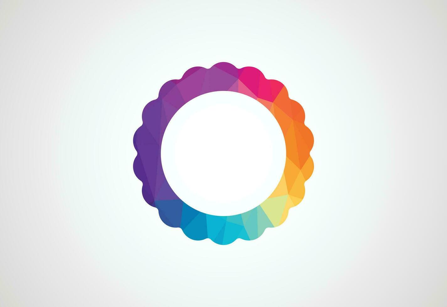 Low Poly and Sun logo, vector design concept