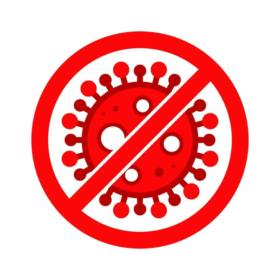 Virus Stop Cell Stamp. Red Vector. Epidemic Warning Symbol or Sign, Risk Zone Sticker. Disease Restricted Zone. vector