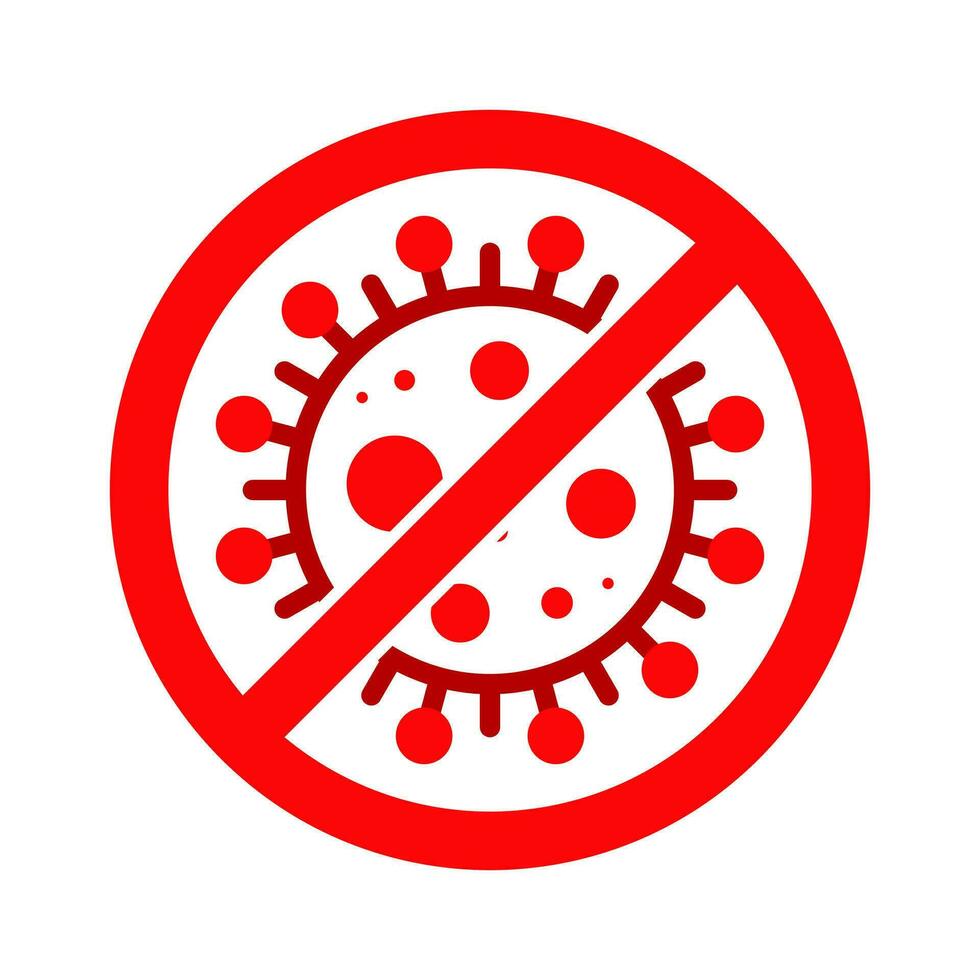 Virus Stop Cell Stamp. Red Vector. Epidemic Warning Symbol or Sign, Risk Zone Sticker. Disease Restricted Zone. vector