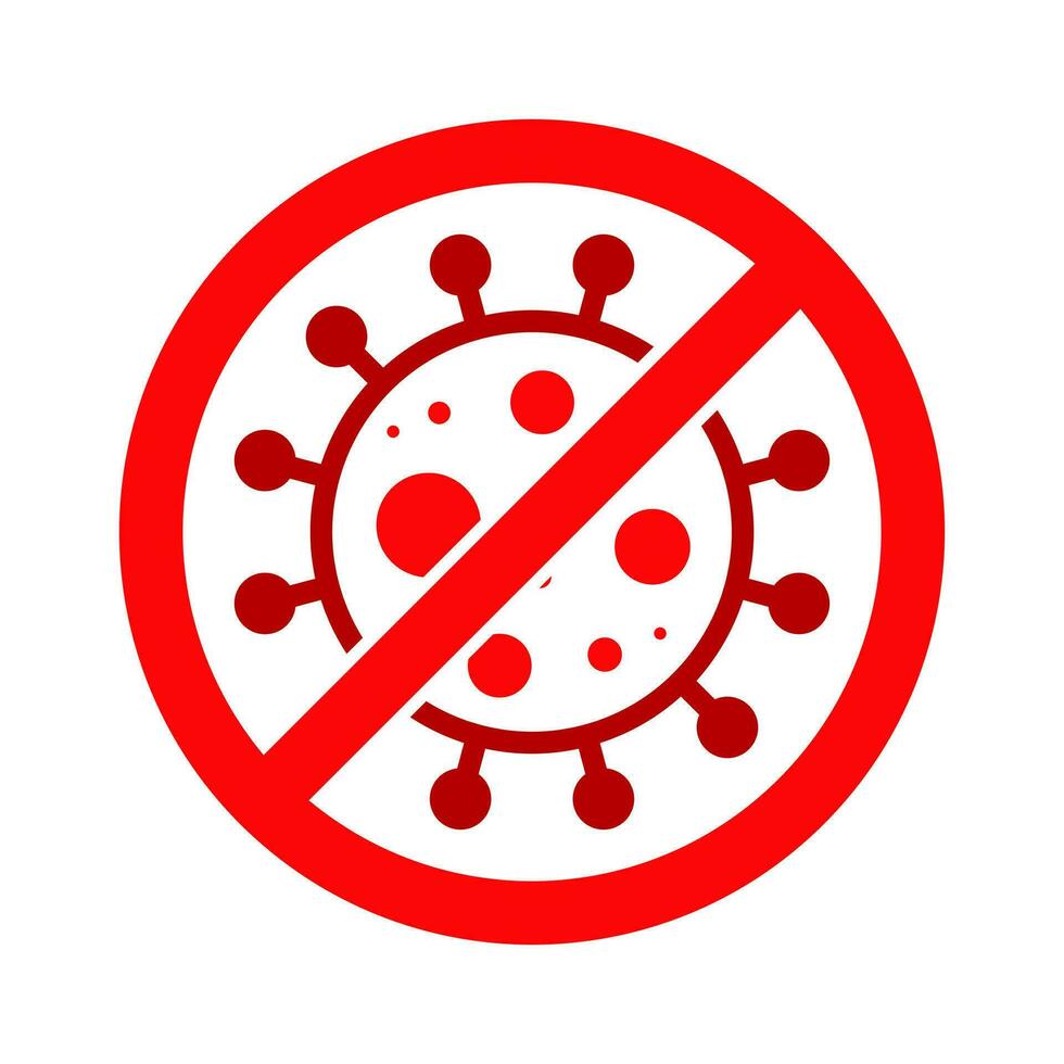 Virus Stop Cell Stamp. Red Vector. Epidemic Warning Symbol or Sign, Risk Zone Sticker. Disease Restricted Zone. vector