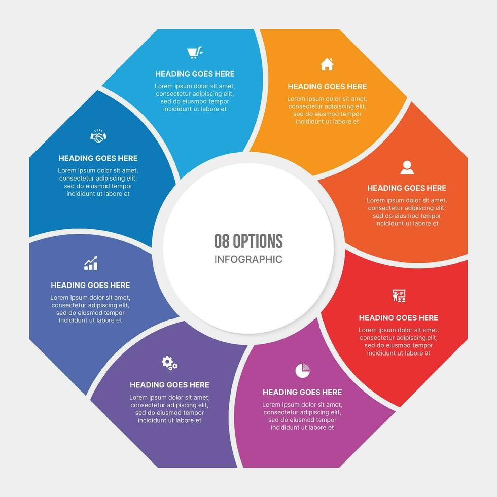 Cycle Infographic Template Design With 8 Stages vector
