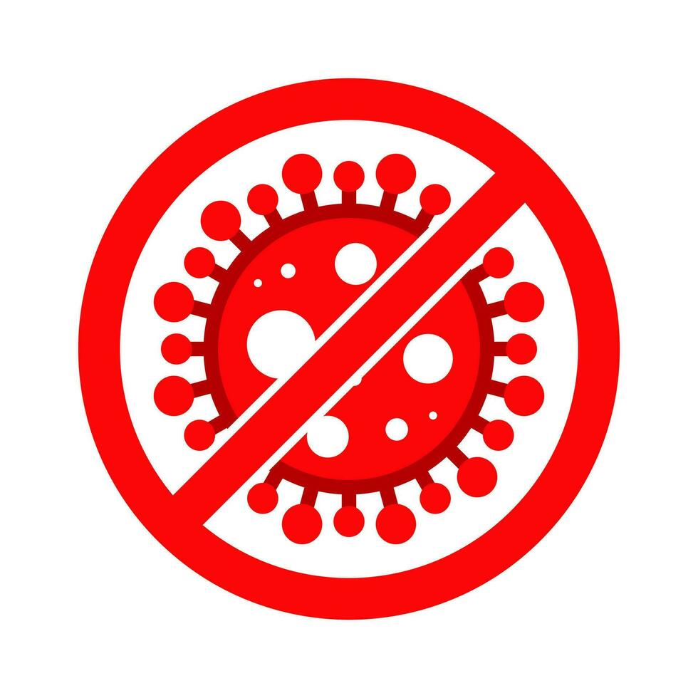 Virus Stop Cell Stamp. Red Vector. Epidemic Warning Symbol or Sign, Risk Zone Sticker. Disease Restricted Zone. vector