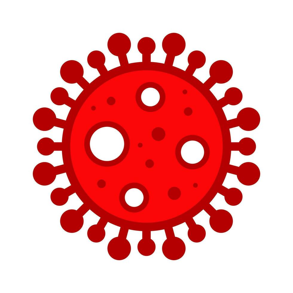 Virus Cell Stamp. Red Vector. Epidemic Warning Symbol or Sign, Risk Zone Sticker. Disease Restricted Zone. vector