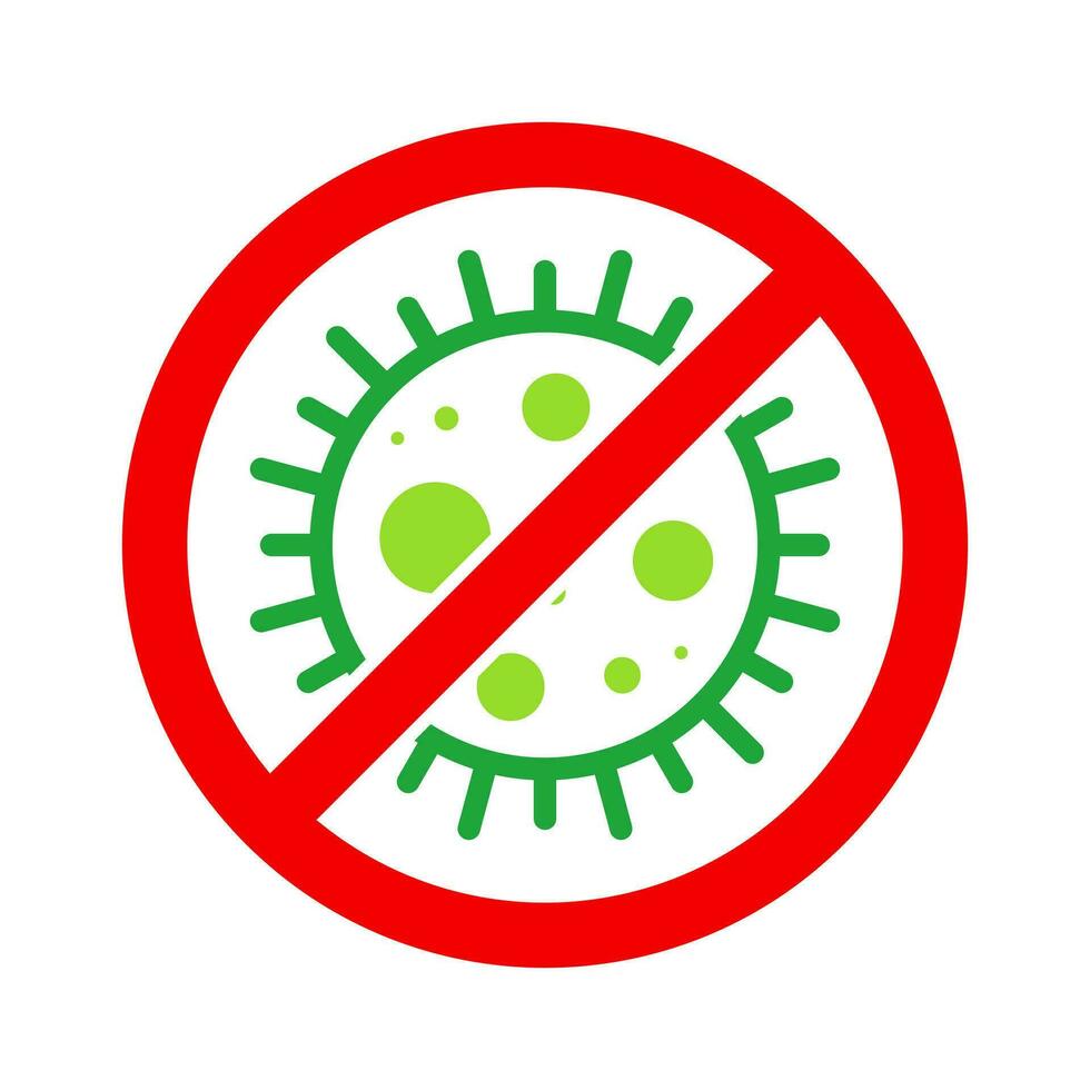 Virus Stop Cell Stamp. Red and Green Vector. Epidemic Warning Symbol or Sign, Risk Zone Sticker. Disease Restricted Zone. vector