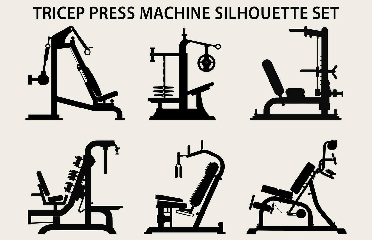 Set Of Gym Equipment Silhouette vector, Fitness element machine illustration Bundle vector